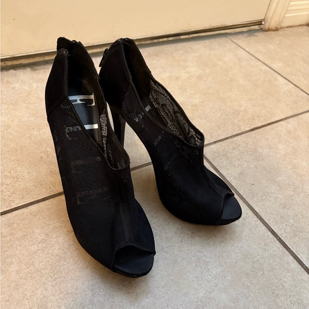Elegant Black Peep-Toe Heels